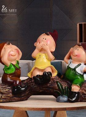 家饰个性隔板小摆件 田园风格家居装饰品 树脂工艺品 新款三不人