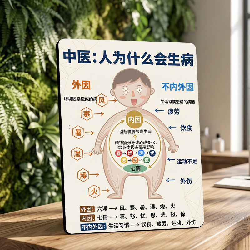 中医人为什么会生病科普 美容院店内宣传桌面摆件