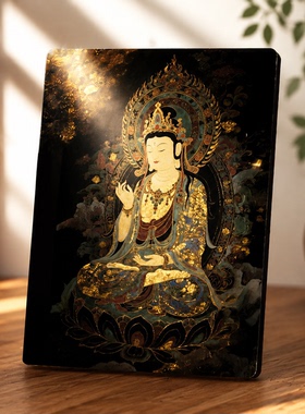 中式禅意观音菩萨装饰摆件客厅玄关佛堂供奉保平安桌面摆台