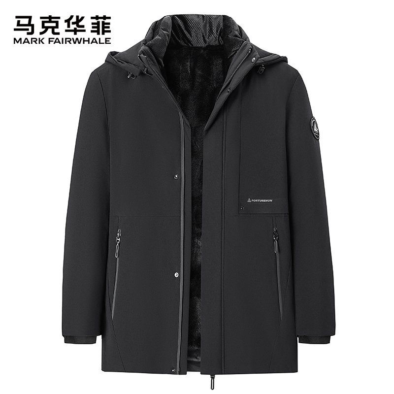 马克华菲冬季加绒加厚棉衣外套