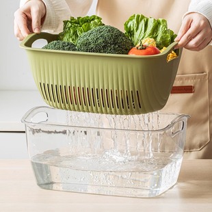 沥水篮双层加厚家用客厅塑料洗菜盆水果淘菜盆厨房滤水漏盆洗菜盆