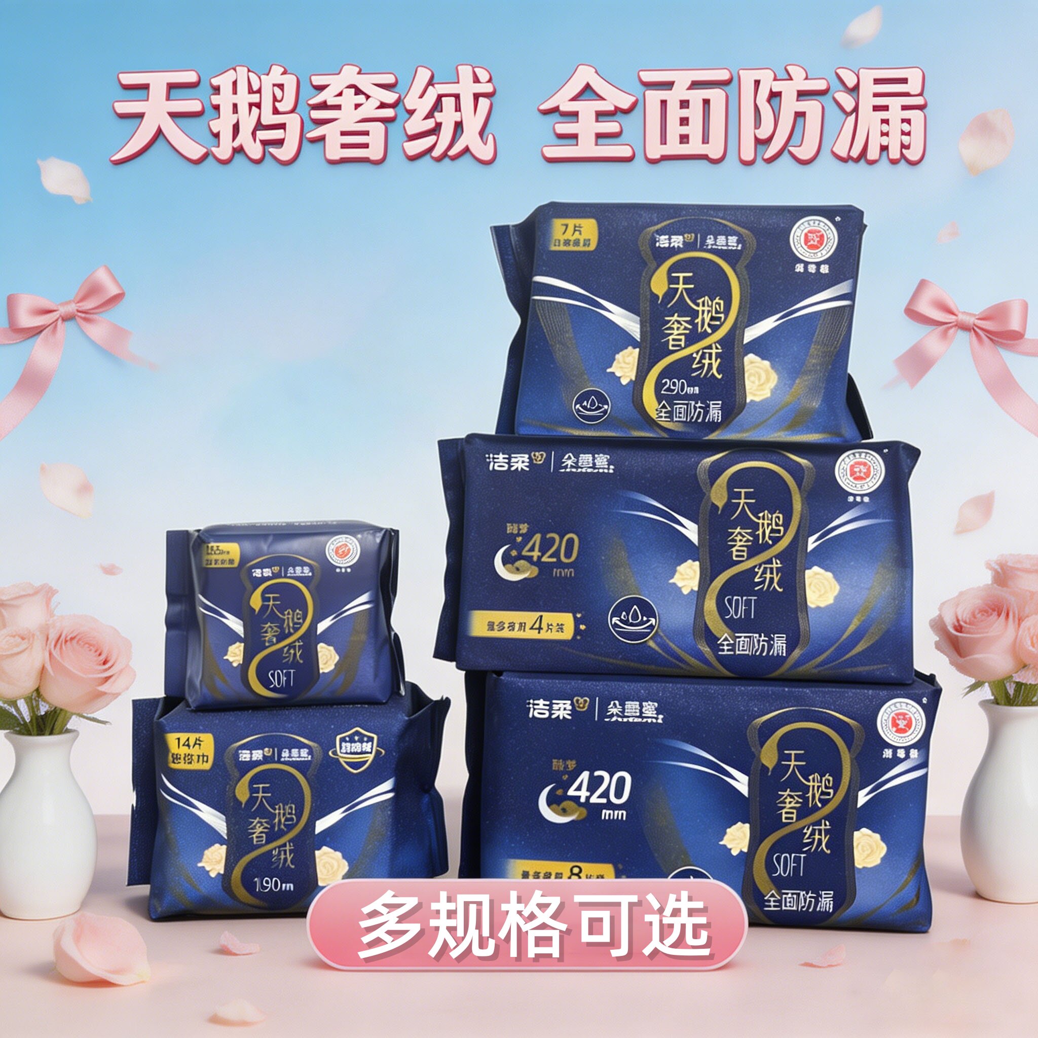 洁柔朵蕾蜜天鹅奢绒卫生巾420mm图片
