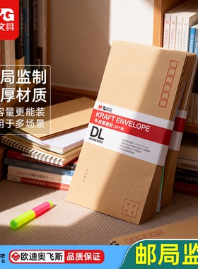 晨光DL牛皮纸信封AGWN8530 20/40/60只装 加厚防潮邮局标准办公用品财务发票袋工资袋合同文件收纳企业个人用