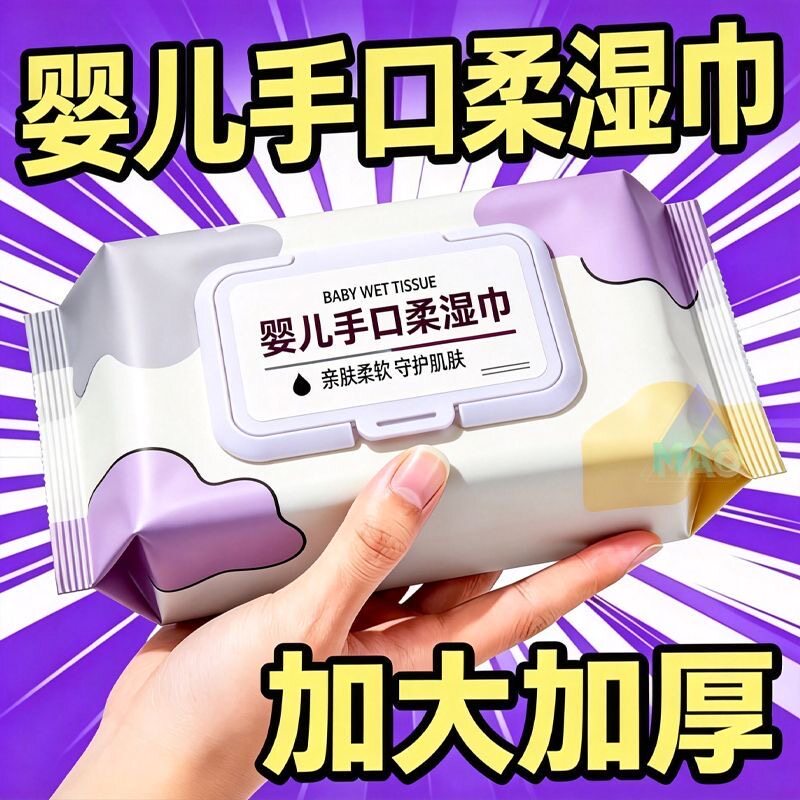 母婴洗脸湿纸巾清洁婴儿湿巾手口儿童手口湿巾家用纸擦脸精装带盖