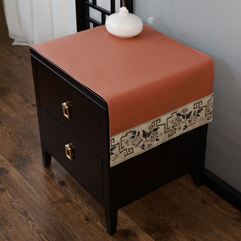 防水床头柜盖布防尘罩布艺新中式卧室家用简约现T代红木小桌布垫