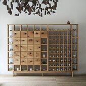 野径格子陈列展示柜野木博古架茶室茶杯茶壶架侘寂风博古架新中式