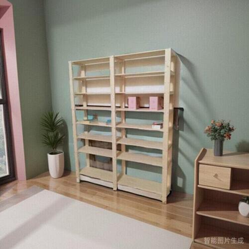 实木简易客厅格子置物架多层木质简约现代外书架落地收纳家用层架