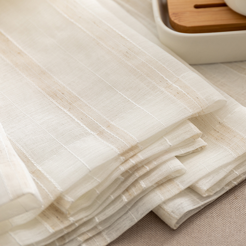 2021新款窗帘纱帘亚麻竖条纹纱白纱窗纱卧室O客厅定制日式简约日