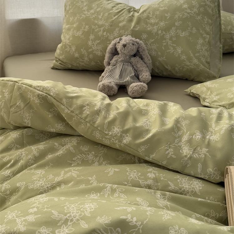 小清新田园ins风简意小花针织水洗棉四件套床单学生三件套床笠1.8