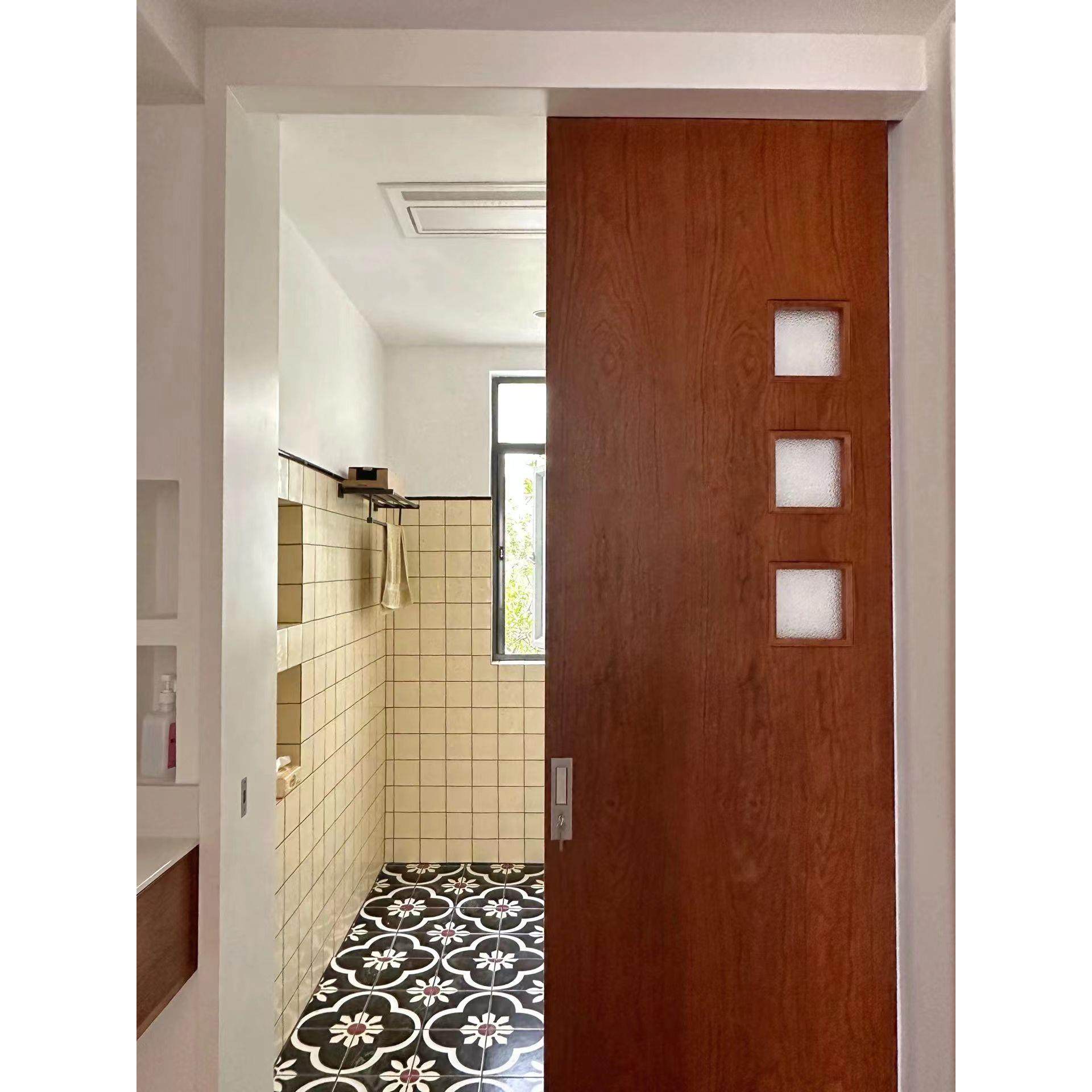 玻璃移动门法式复古洞洞门房间门平开门实木门家用