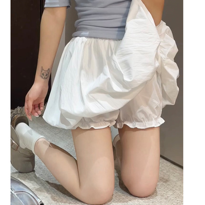 大码胖mm白色花苞裙裤女