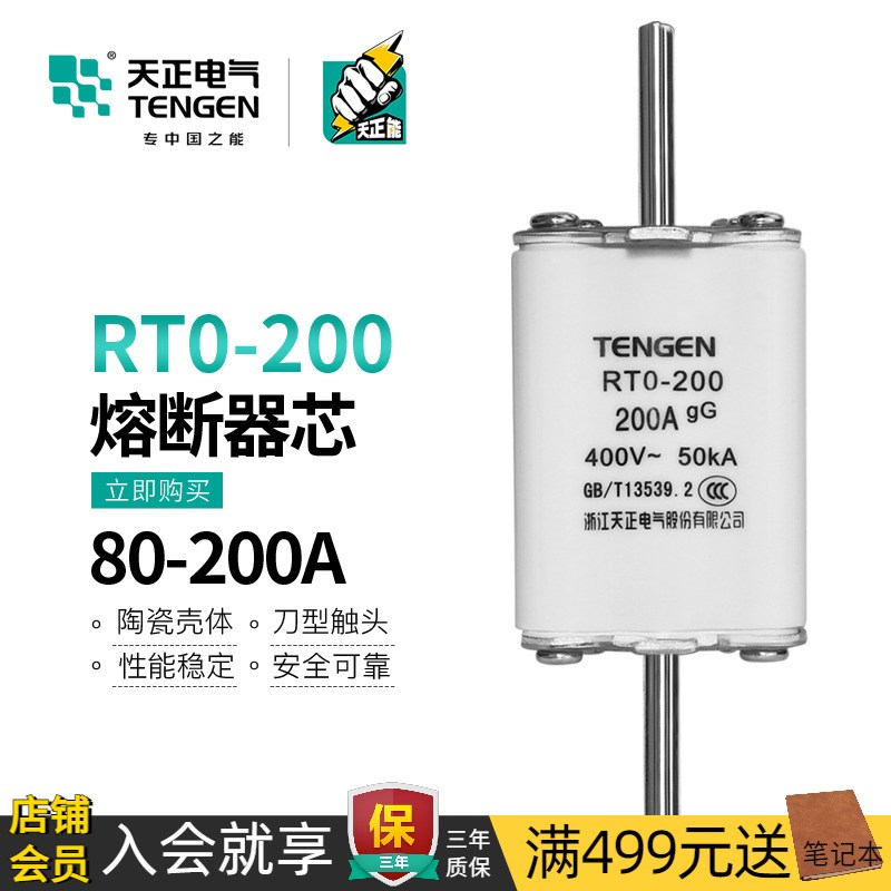 TENGEN天正电气RTO-200熔断器熔芯RT0-200A 160A体 陶瓷保险丝