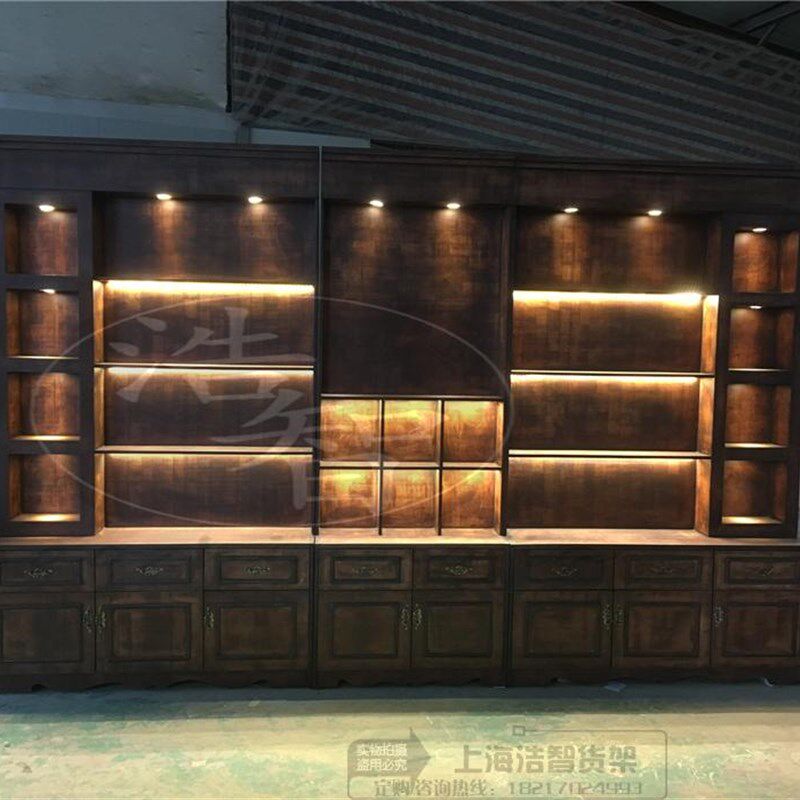实木复古化妆品珠宝项链手镯首饰展示柜包包鞋子陈列货架展示架