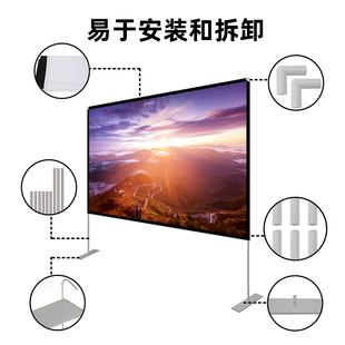 便携幕家用手动支架落地100寸投影仪幕布 宏影投影幕布 支架幕布