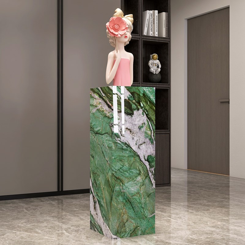 时尚奢石轻奢客厅玄关落地岩板底座酒店电视剧旁艺术品摆件