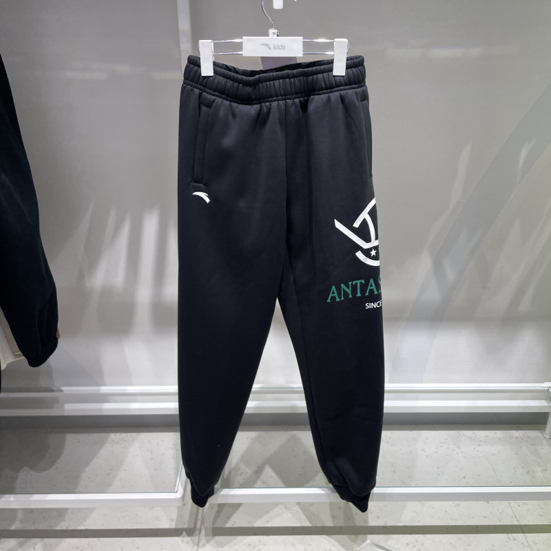 安踏男童2025冬季新款男大童加绒保暖针织运动长裤352541747L