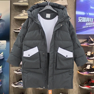 安踏2025冬女童四防中长款连帽羽绒服362616901防寒舒适保暖防水