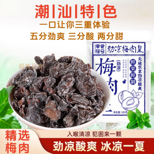 劲凉梅肉皇薄荷话梅干咸酸梅子九制潮汕风味果脯蜜饯怀旧解馋零食