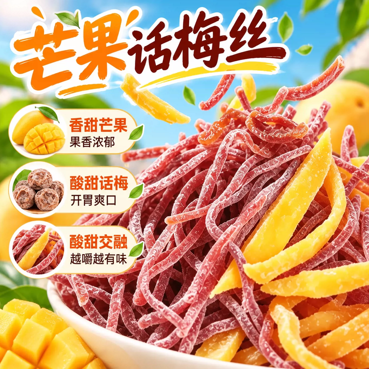 好吃话梅丝芒果青梅丝酸甜无核梅片梅条梅肉办公室解馋童年小零食
