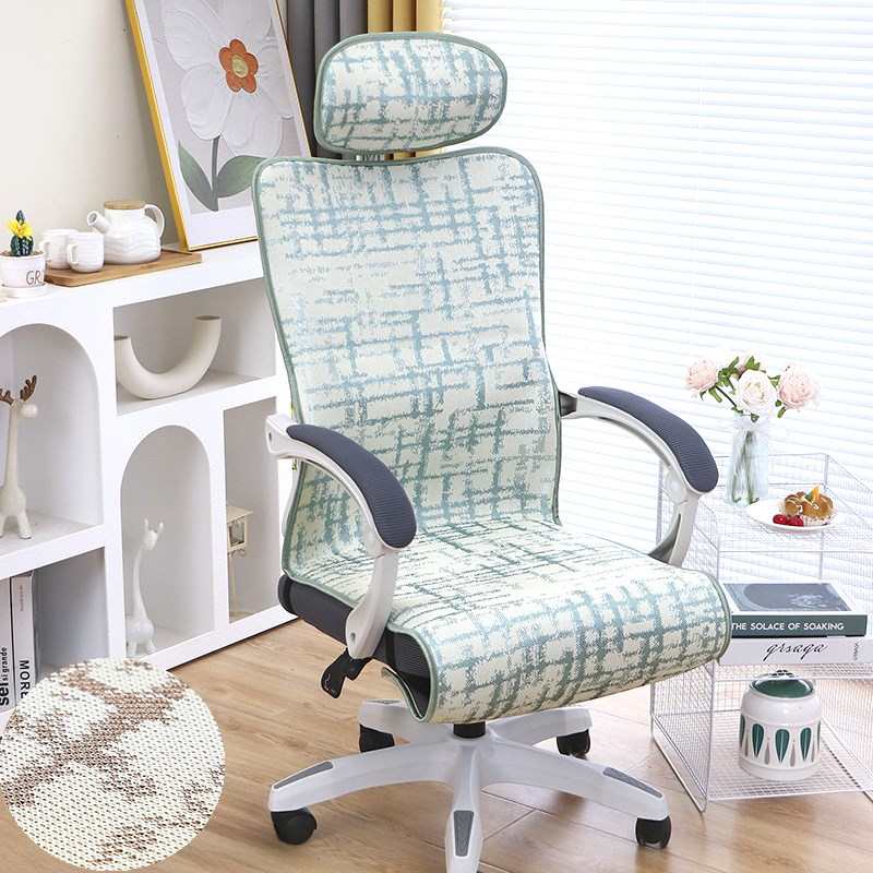 2025冰丝凉感电脑办公椅子套罩人体工学坐垫靠背头枕转座电竞夏季