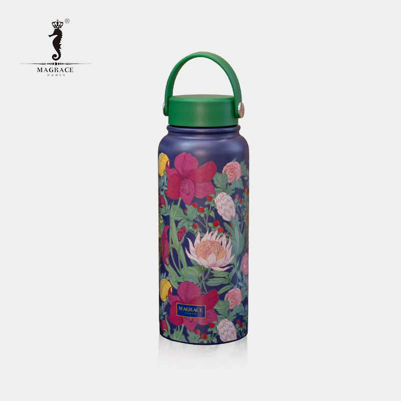 MAGRACE马芮诗手提保温杯大容量不锈钢内胆户外便携保温壶1000ml