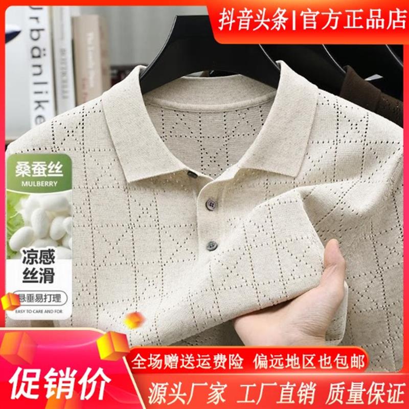 枫善服饰Amphelisia夏季老钱风男士POLO衫半袖透气网眼短袖针织衫