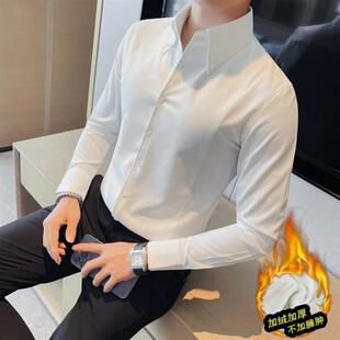修身 韩版 商务衬衣英伦大领潮流休闲衬衣Y 新开衬衫 芙倪STUDIO男士