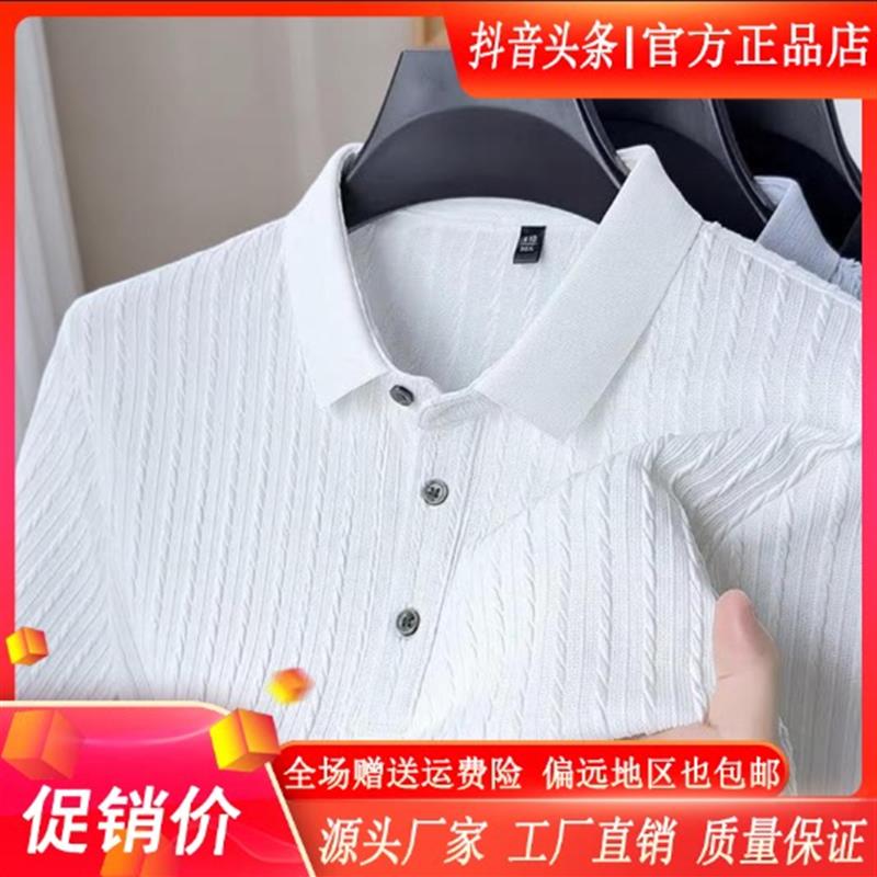 锋界服饰夏季高端轻奢老钱风男士翻领纯色Polo衫商务休闲透气短袖