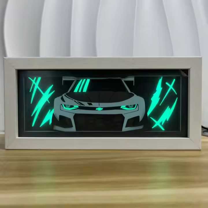 定制遥控跑车造型纸雕灯相框灯汽车爱好者礼物电商选品 代发