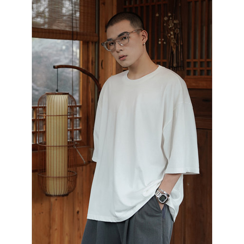 RUSHBON休闲复古宽松半袖T恤男