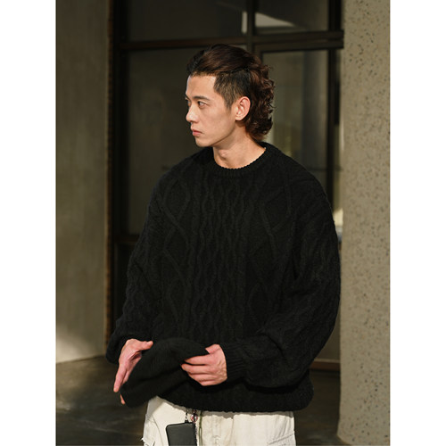 RUSHBON25秋冬慵懒复古渔夫毛衣