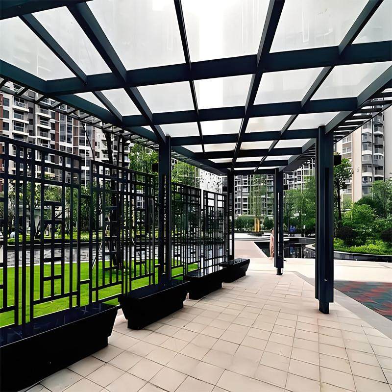 大型不锈钢廊架定制钢结构凉亭金属户外公园景观园林小区异形长廊