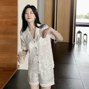 轻奢高级感 可外穿 月光缎睡衣家居服克 心暗纹提花超舒适缎面套装
