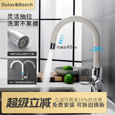 DULAV&BAOCH 厨房家用洗菜盆冷热水龙头水槽盆可抽拉式伸缩防溅水