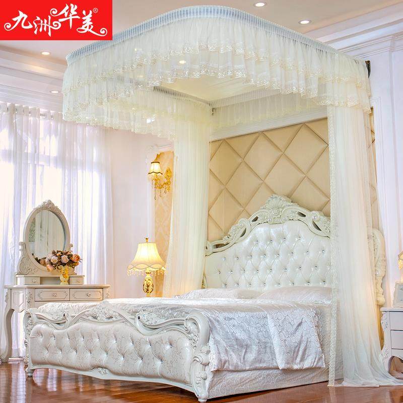 2024年新款导轨蚊帐家用u型轨道公主1.8米床加密帐纱拉幕滑轨卧室