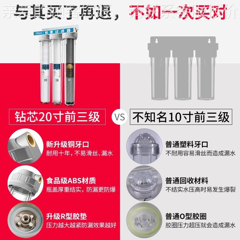加0厚连体前过滤器262420138寸蓝瓶透明瓶防爆铜口大流量水全屋置