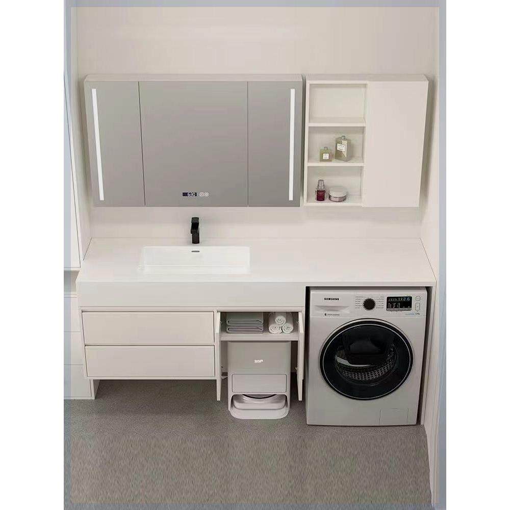 扫地机器人洗衣机阳台柜浴室柜组合岩板无缝热弯一体盆洗漱洗手台,家装主材,浴室柜组合,淘宝优惠券,粉丝福利购,淘宝优惠卷