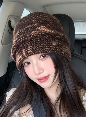 秋冬保暖护耳显脸小针织堆堆帽女