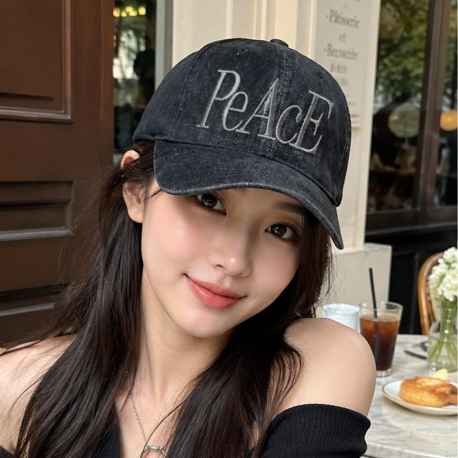 PeAcE字母刺绣棒球帽女