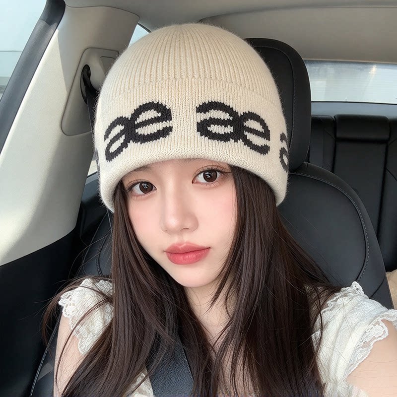 Y2k哥特字母保暖男女平顶针织帽