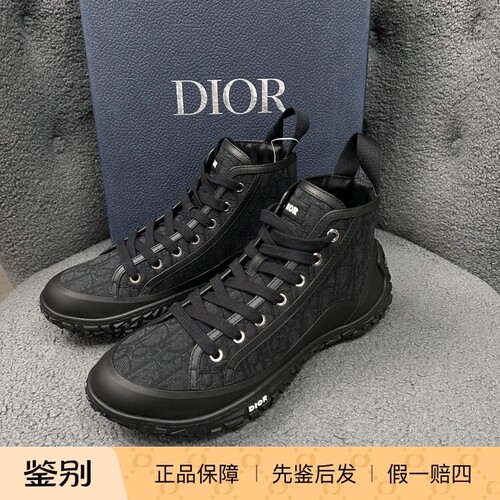 Dior迪奥男士b28黑色老花高帮鞋 165875二手闲置