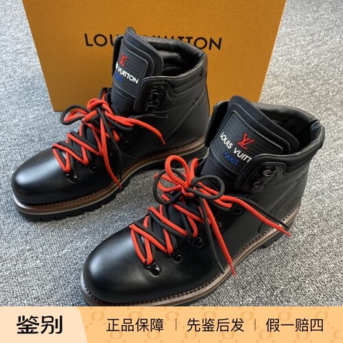 Louis Vuitton/路易威登黑色牛皮红鞋带7孔马丁靴 114528二手闲置