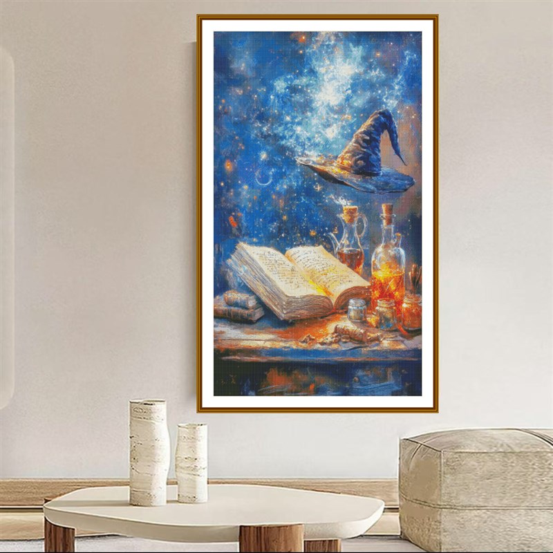 【ZZ7127-星空魔法帽】十字绣2025新款小件线绣客厅竖版玄关人物