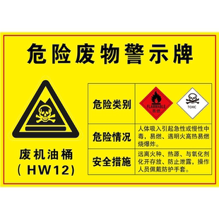 车间废活性炭危险废物标志警示牌安全措施贴纸图海报印制