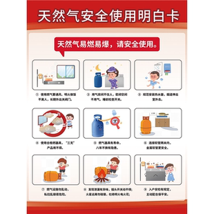 天然气安全使用明白卡宣传上墙贴纸挂图写真喷绘海报印制