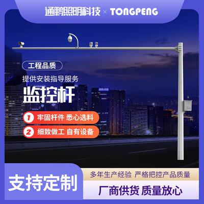监控杆伸缩组合热镀锌监控立杆L型八角杆卡口摄像机抓拍监控杆