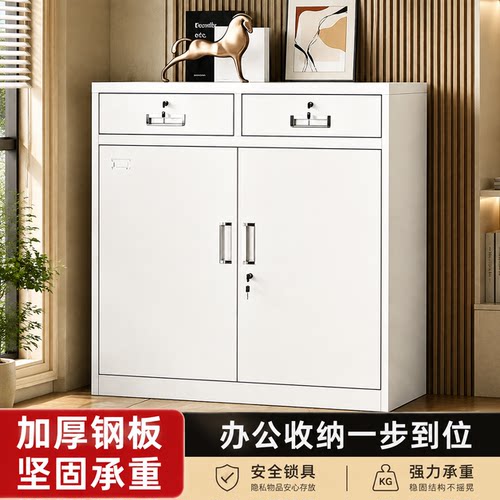 钢制二斗矮柜带锁抽屉储物柜