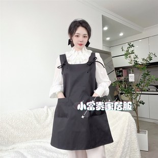 奶茶咖啡 定制围裙罩衣防水棉布摆摊印字logo美甲美睫甜品家用新款