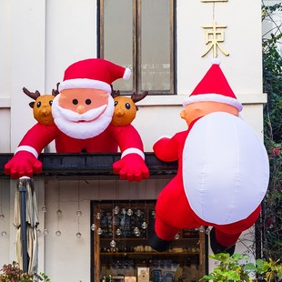饰品气模充气气球圣诞老人爬墙场景布置摆件店铺拍照道具 圣诞节装