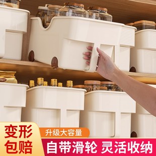 橱柜收纳盒厨房高柜吊柜杂物调料收纳筐家用多功能顶柜橱柜储物盒